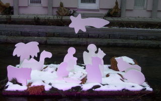 Foto der schwimmenden Krippe in Augsburg