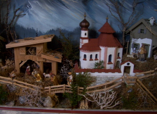 Foto der Krippe in der Sebastianskapelle in Gro&szlig;aitingen